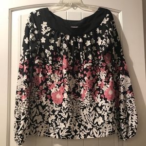 🌼3/$10🌼 Ann Taylor Floral Black Pink Top Size 4